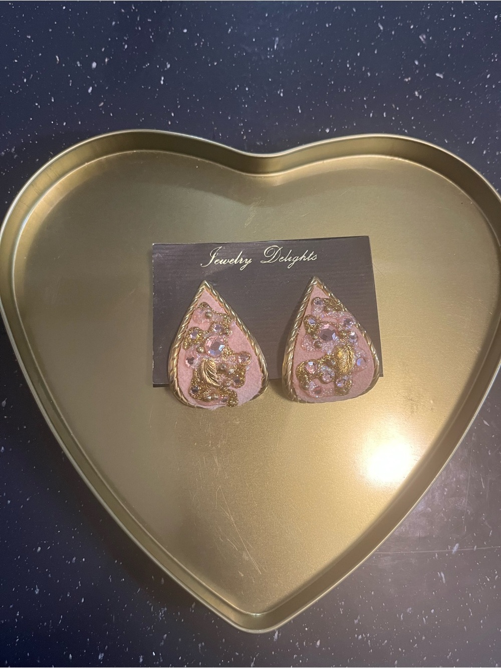 Pink and Gold Teardrop Statement Earrings